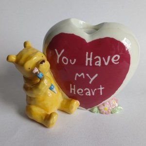Disney Winnie the Pooh "You have my heart" with pencil, heart, and flowers